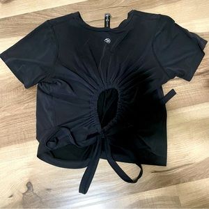 Savvi Fit Black Athleisure Tie in Back Top Size Small
